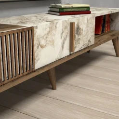 Milan TV-bänk - Valnöt/vit