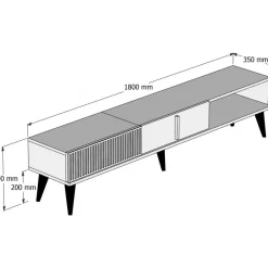 Milan TV-bänk - Valnöt/vit