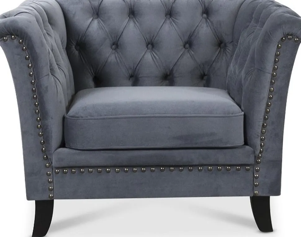 Milton Chesterfield fåtölj - Grå sammet