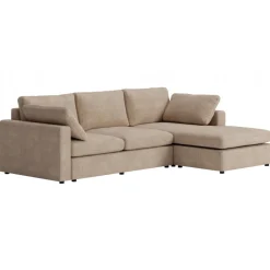 Moby mörkbeige divansoffa 296 cm - Vändbar divansoffa med pocketfjädrar + Möbeltassar