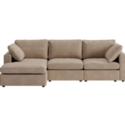 Moby mörkbeige divansoffa 296 cm - Vändbar divansoffa med pocketfjädrar