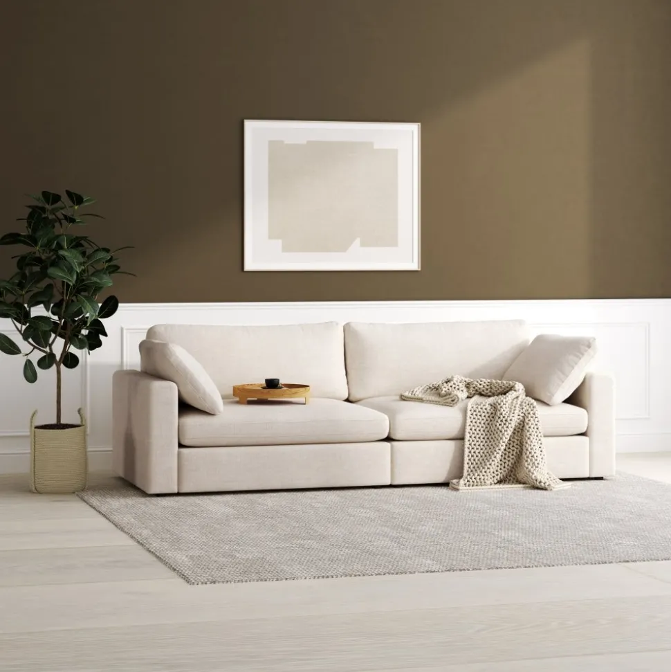 Moby 4-sits soffa 266 cm - Beige soffa + Textilrengöring för möbler