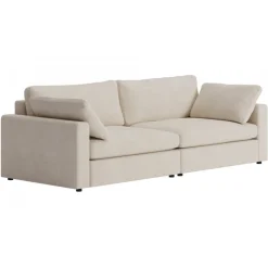 Moby 4-sits soffa 266 cm - Beige soffa + Textilrengöring för möbler
