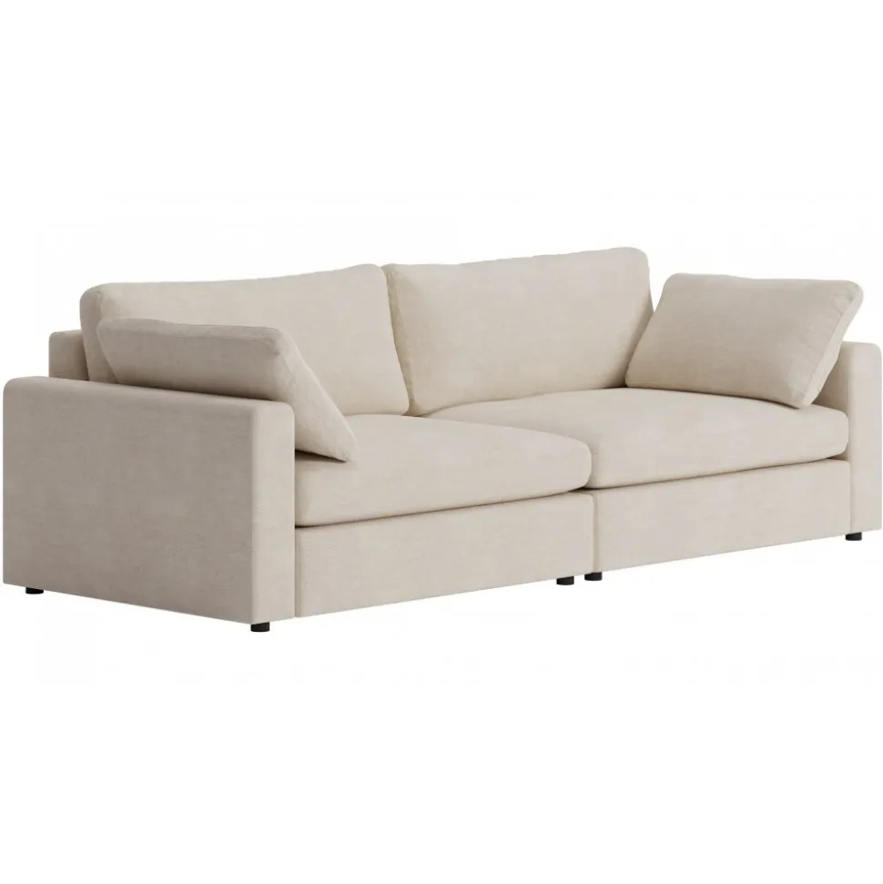 Moby 4-sits soffa 266 cm - Beige soffa + Textilrengöring för möbler