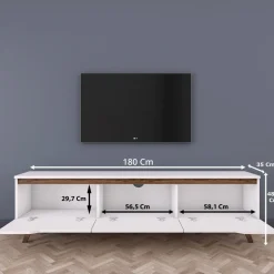 Modern TV-bänk valnöt vit 180 cm