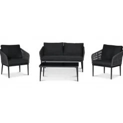 Molde loungegrupp med bord - Svart/grå rep