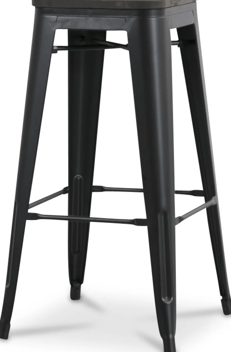 Montreux Barpall i plåt vintage - Plåt / Mörkbrunt trä + Fläckborttagare för möbler