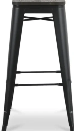 Montreux Barpall i plåt vintage - Plåt / Mörkbrunt trä + Fläckborttagare för möbler