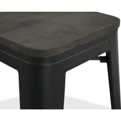 Montreux Barpall i plåt vintage - Plåt / Mörkbrunt trä + Fläckborttagare för möbler