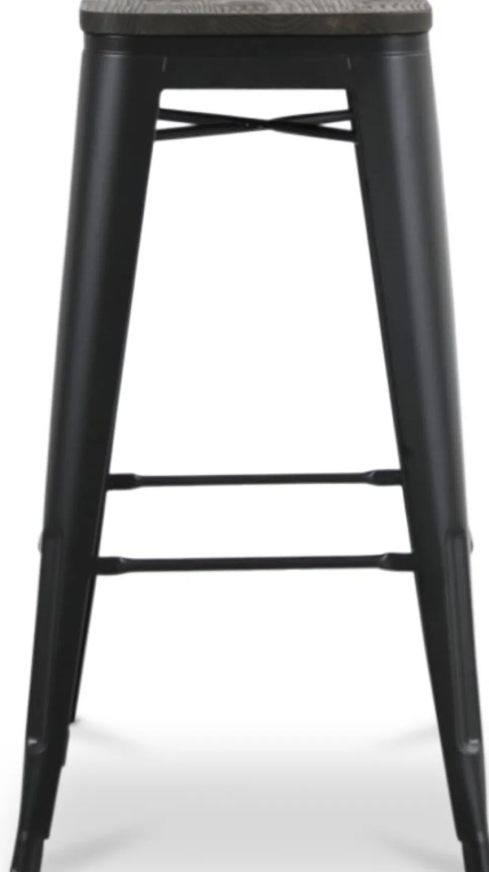 Montreux Barpall i plåt vintage - Plåt / Mörkbrunt trä + Möbeltassar