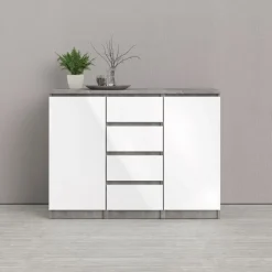 Naia skänk - Betong/vit