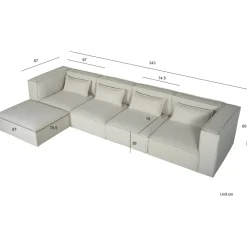 Nees modulsoffa - mittdel - Stone White