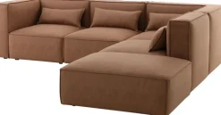 Nees modulsoffa i cognac combo 2 + Möbeltassar