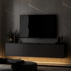 Neon TV-bänk med LED-belysning - Antracit