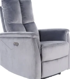 Neptun elektrisk ställbar reclinerfåtölj i grå sammet