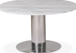 Next 85 runt soffbord - Borstad stål / marmor (Vit)