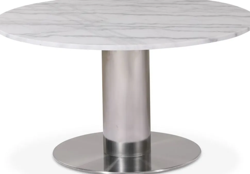 Next 85 runt soffbord - Borstad stål / marmor (Vit)