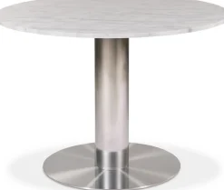 Next runt matbord i marmor D105 cm - Borstad stål / Marmor (Vit)