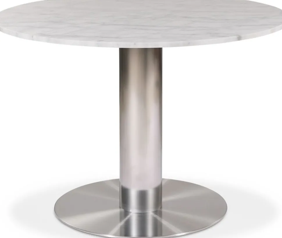 Next runt matbord i marmor D105 cm - Borstad stål / Marmor (Vit)