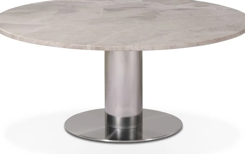 Next runt soffbord i marmor med fot i borstat stål
