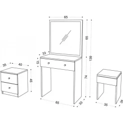Nice sminkbord 65 x 35 cm - Vit