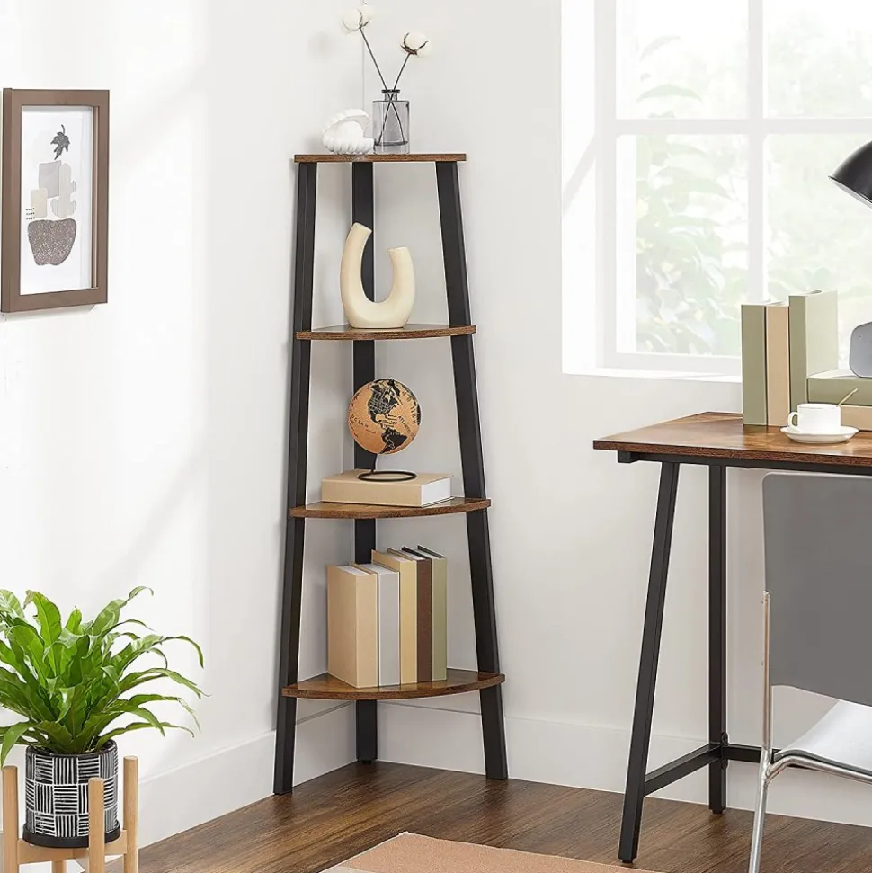 Nilla hörnsteghylla 125 cm - Brun/svart