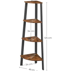 Nilla hörnsteghylla 125 cm - Brun/svart