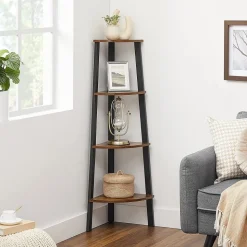 Nilla hörnsteghylla 125 cm - Brun/svart