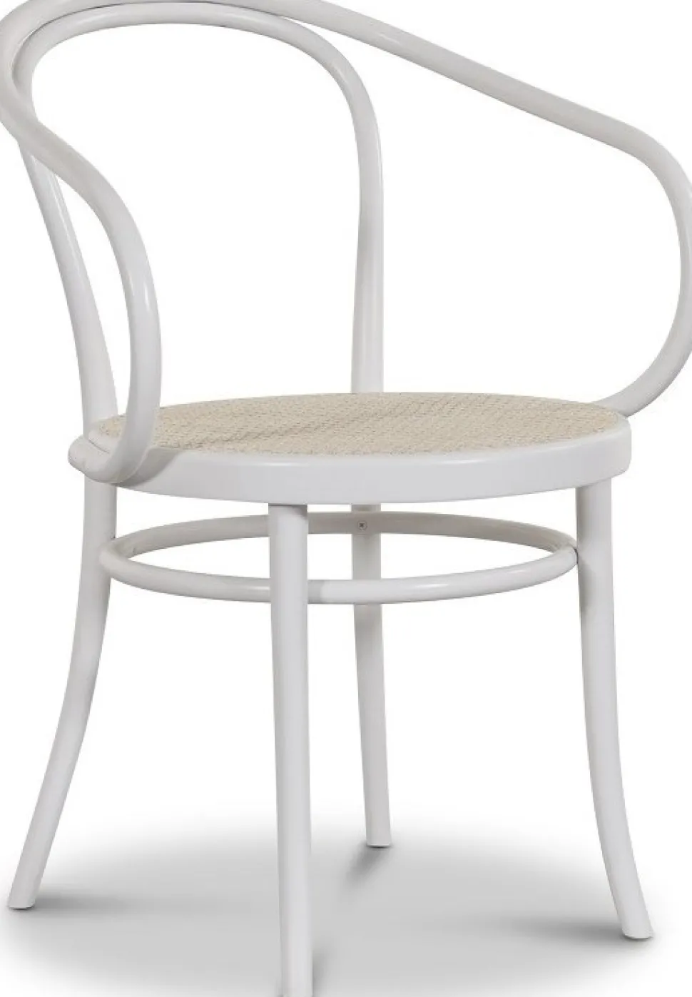 No 30 Karmstol med rottingsits - Vit/Rotting