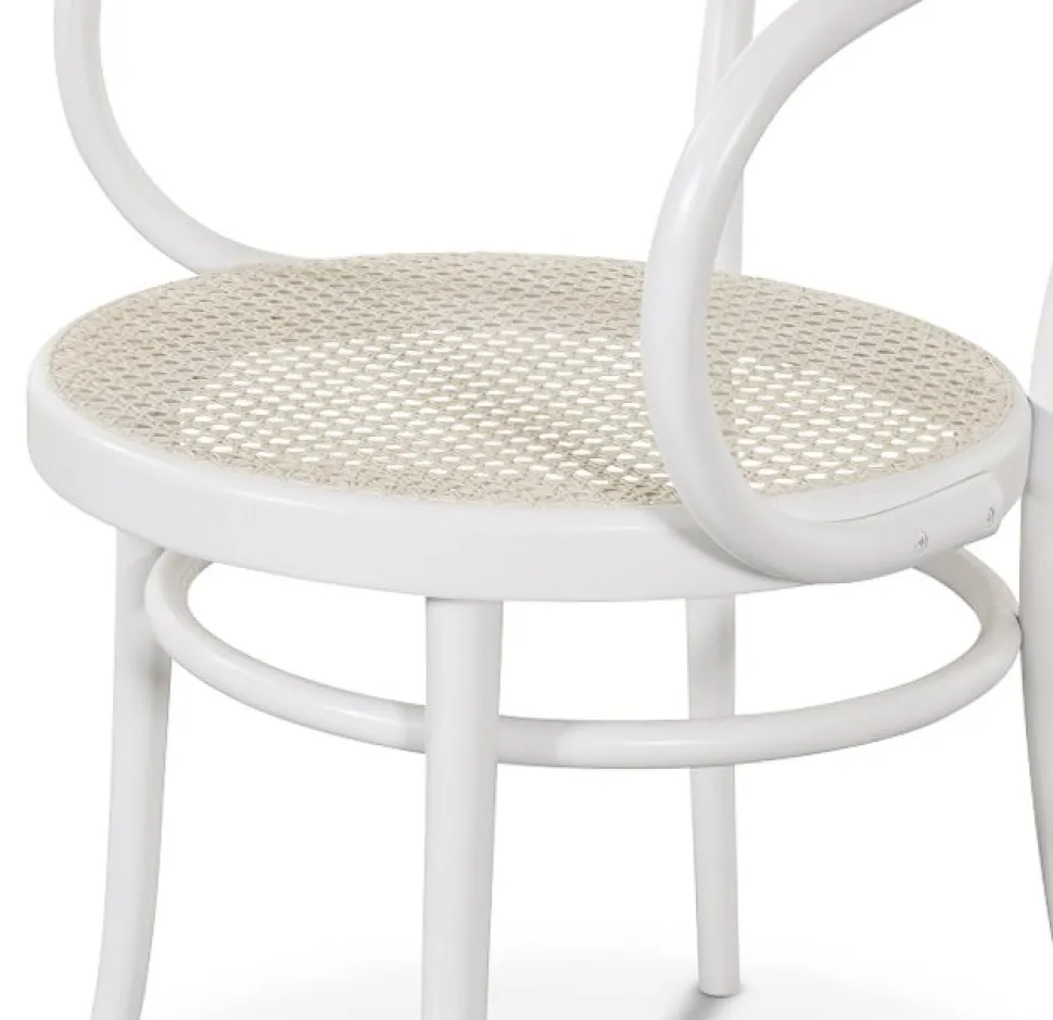 No 30 Karmstol med rottingsits - Vit/Rotting