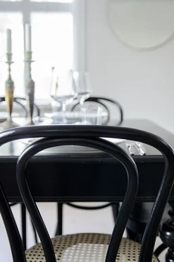 No 18 matstol med rottingsits - Svart + Möbeltassar