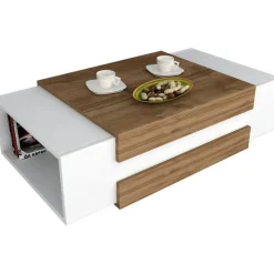 Nora soffbord 110 x 61 cm - Vit/valnöt