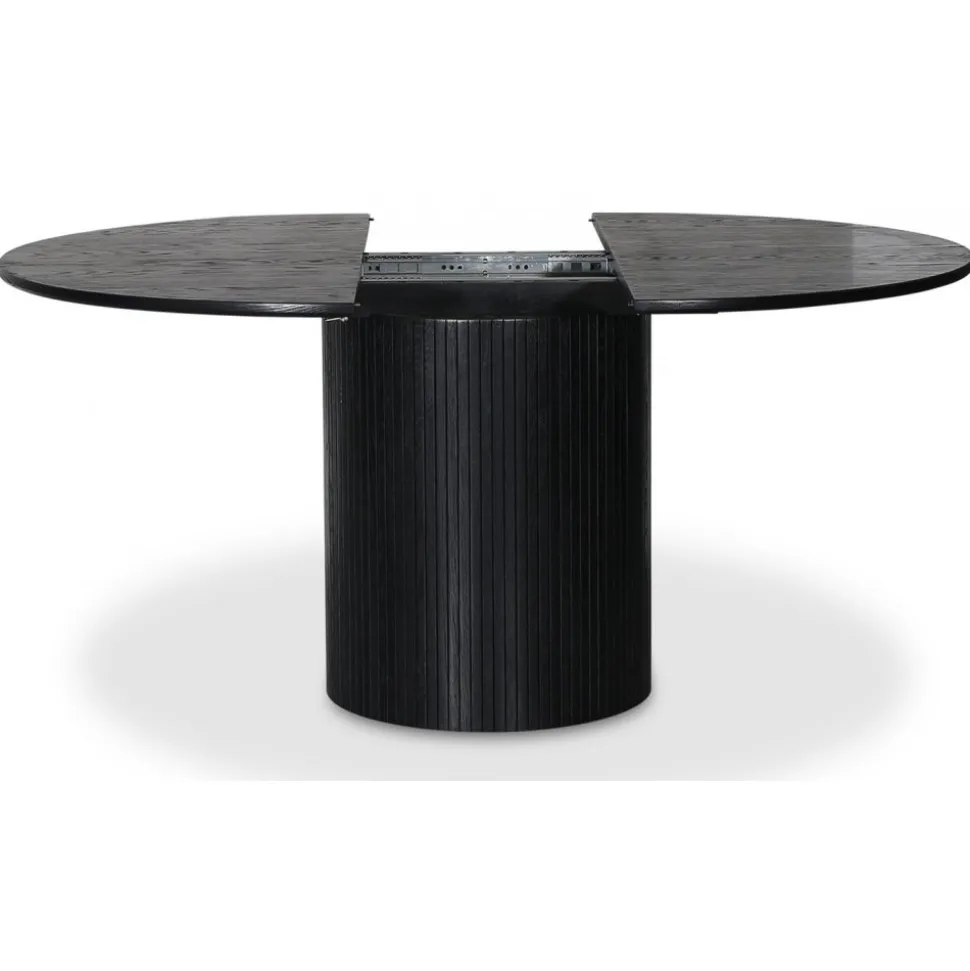 Nova förlängningsbart runt matbord Ø115-160 cm - Svartbetsad ek