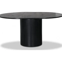Nova förlängningsbart runt matbord Ø115-160 cm - Svartbetsad ek + 4.00 x Stolsdyna