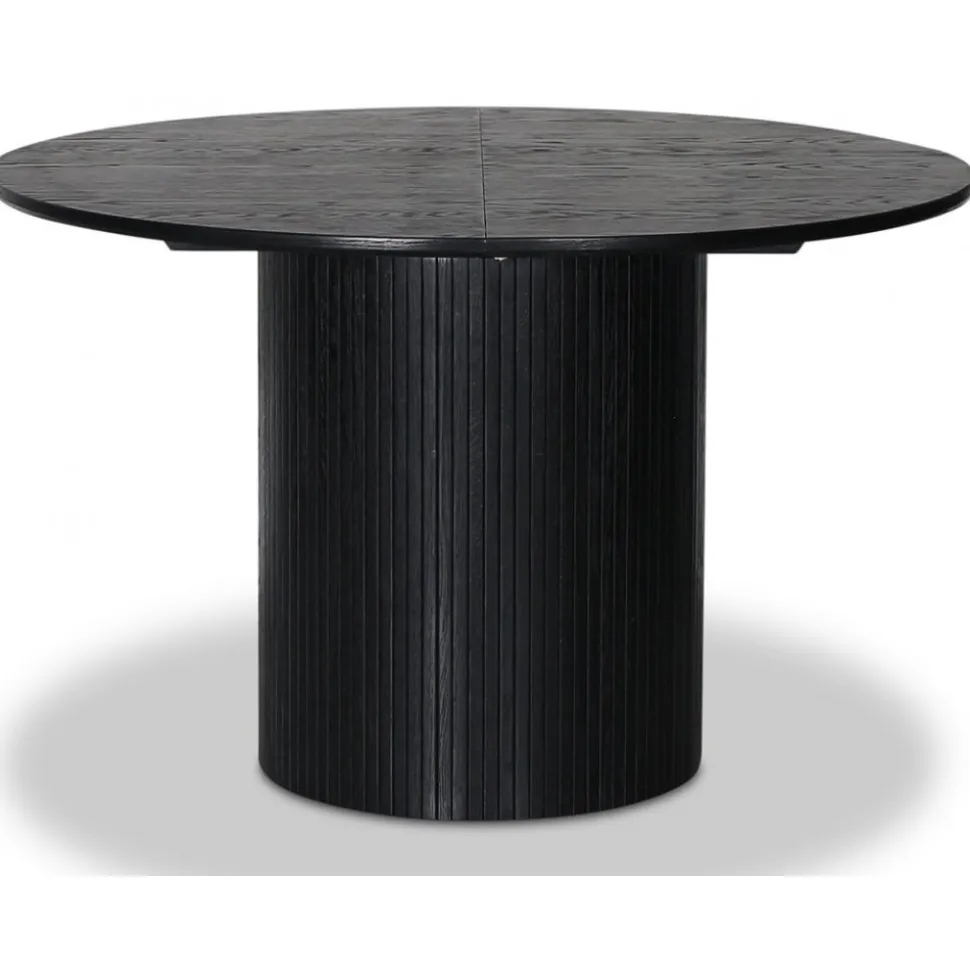 Nova förlängningsbart runt matbord Ø115-160 cm - Svartbetsad ek + 4.00 x Stolsdyna