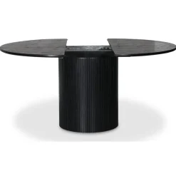 Nova förlängningsbart runt matbord Ø115-160 cm - Svartbetsad ek + Möbeltassar