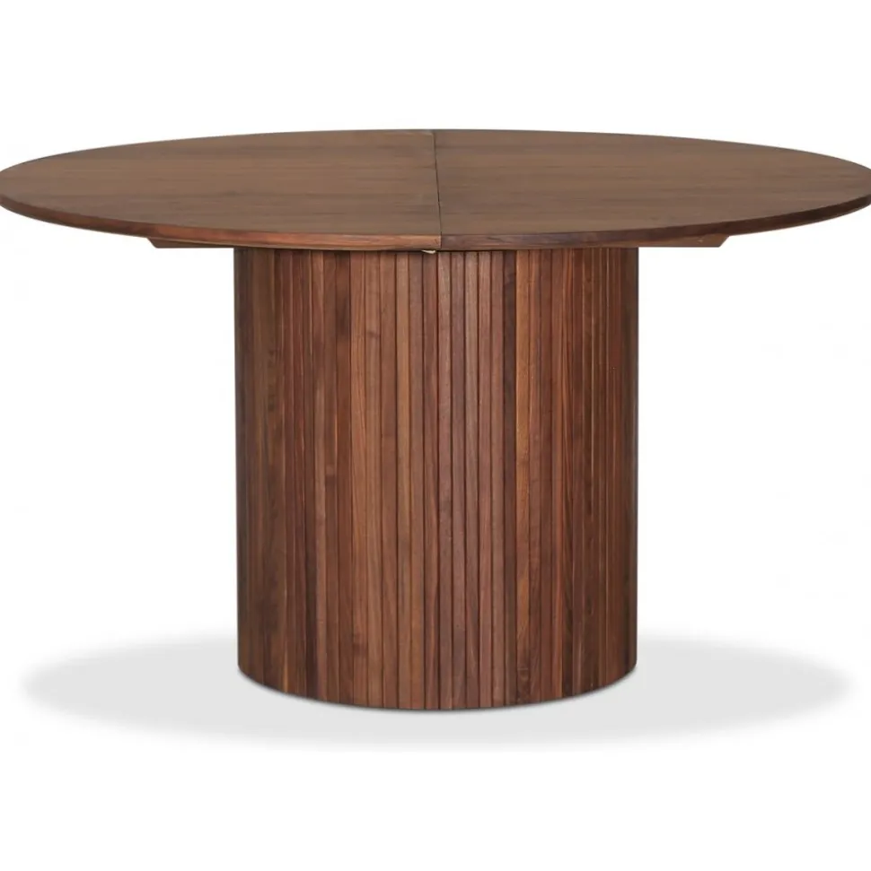 Nova matgrupp, förlängningsbart matbord Ø130-170 cm inkl 6 st Orust svarta pinnstolar - Valnöt