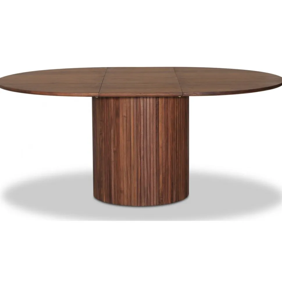 Nova matgrupp, förlängningsbart matbord Ø130-170 cm inkl 6 st Orust svarta pinnstolar - Valnöt + 6.00 x Stolsdyna