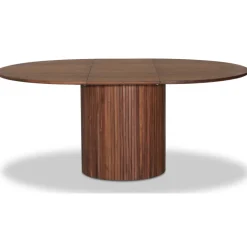 Nova matgrupp, förlängningsbart matbord Ø130-170 cm inkl 6 st svarta pinnstolar Castor - Valnöt