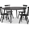Omni matgrupp, runt matbord Ø130 cm inkl 4 st Orust svarta pinnstolar - Svartbetsad ek