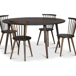 Omni matgrupp, runt matbord Ø130 cm inkl 4 st pinnstol Castor - Rökfärgad ek + 3.00 x Möbeltassar