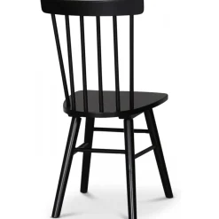 Omni matgrupp, runt matbord Ø130 cm inkl 4 st Orust svarta pinnstolar - Rökfärgad ek + 4.00 x Stolsdyna