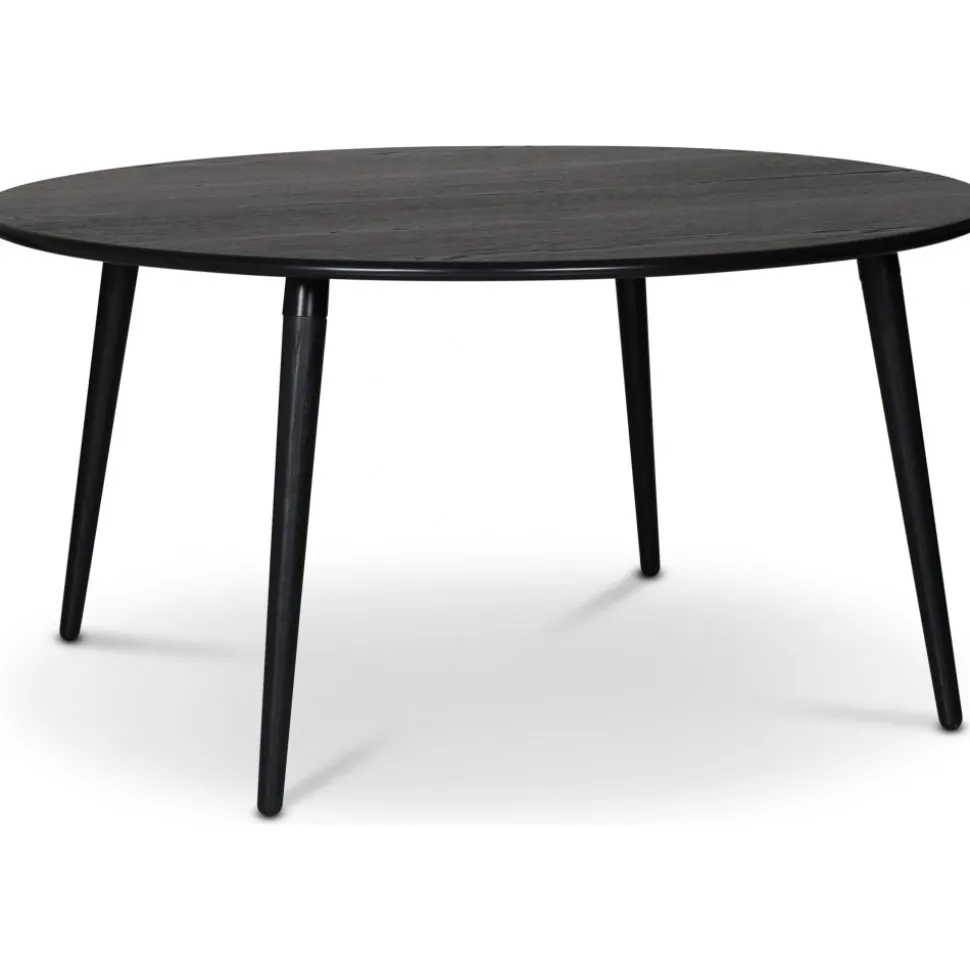 Omni runt matbord svartbetsad ek Ø150 cm + Möbeltassar
