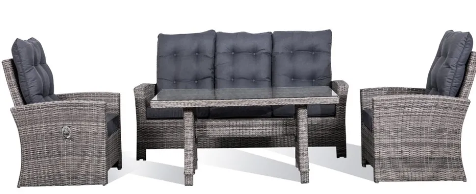 Orlando utemöbelgrupp hög rygg ställbara fåtöljer - Grå/beige