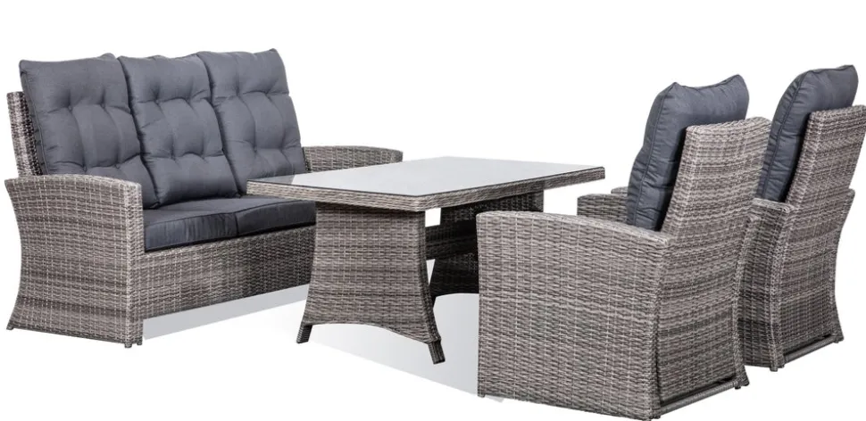 Orlando utemöbelgrupp hög rygg ställbara fåtöljer - Grå/beige