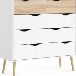 Oslo byrå med 5 lådor - Vit/ek