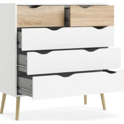 Oslo byrå med 5 lådor - Vit/ek