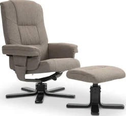 Oslo reclinerfåtölj med pall i mörkbeige tyg