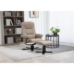 Oslo reclinerfåtölj med pall i mörkbeige tyg
