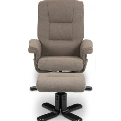 Oslo reclinerfåtölj med pall i mörkbeige tyg